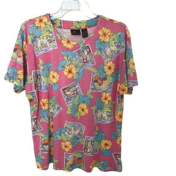 Liz Claiborne Lizsport Women’s Short Sleeve Top Size Medium Multicolor Print - Picture 1 of 5